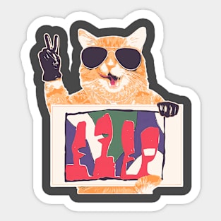 Peace Cat - Talking Heads Vintage Sticker